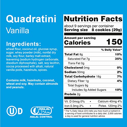 Loacker Quadratini Vanilla Bite-Size Wafer Cookies | Large Pack Of 6 | Crispy Wafers With 4 Creamy Layers Of Finest Vanilla Cream Filling | Great For Snacks & Desserts | Non Gmo | No Artificial Flavorings, Colors Or Preservatives | 8.82Oz Per Bag #TOP3