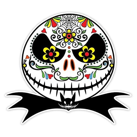 OSMdecals - Mexican Sugar Skull Version 107 Jack Skellington Nightmare Before Christmas Funny Sticker Decal - Day of the Dead Home Decor Car Window Bumper Decal Sticker - SAME PRICE ALL SIZE! Cover