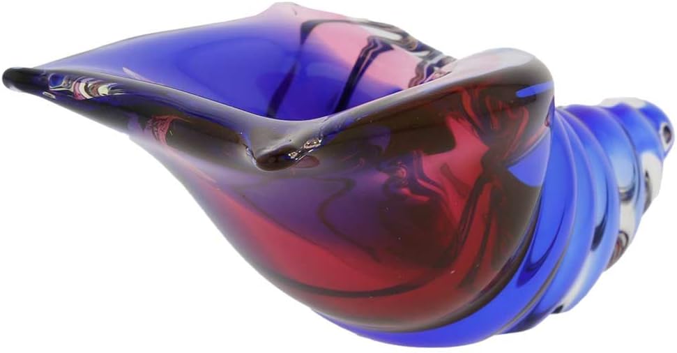 GlassOfVenice Murano Glass Cone Seashell Sculpture - Rose and Blue