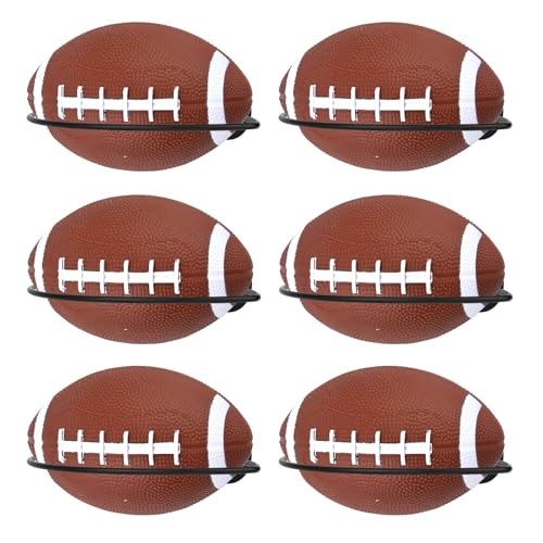 Goktvai 6pcs Football Wall Mounts Metal Football Display Stand Sports Ball Holder with Screws for Room Decor Garage Organization Man Cave Home Gym