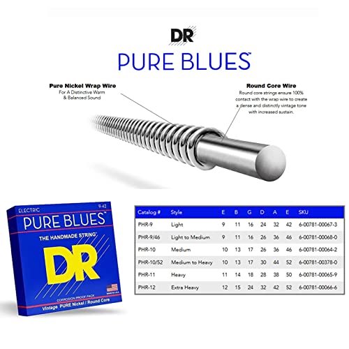 DR String PHR-9 Pure Blues Jeu de cordes pour guitare electrique - Les Beatles, Paul McCartney, John Lennon, RIngo Starr, George Harrison DR String PHR-9 Pure Blues Jeu de cordes pour guitare electrique – Image 5