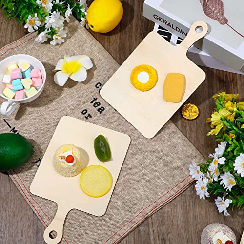 12 Pieces Mini Wooden Cutting Board Craft With Handle Wooden Chopping Board Small Serving Board Rustic Paddle Kitchen Board Cooking Butcher Block For Home Kitchen Decor (Square,9.1 X 5.5 Inch) #TOP5