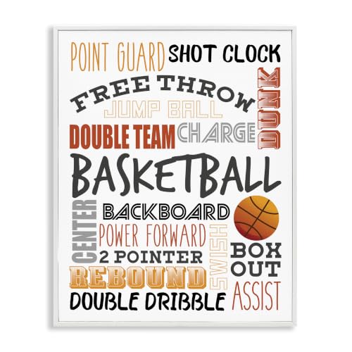 Basketball Game Terms Typography Kids, 16 x 20 Inch Framed Giclée Print