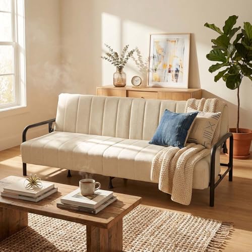 Opiniones de Futones comprados en linea. 45 HOMEMAKE FURNITURE Sofá Cama Matrimonial Multifunción Convertible Tipo Futón, Respaldo Ajustable y Nueva Tecnología de Resortes, Estructura Metálica, para Sala, Recámara,...
