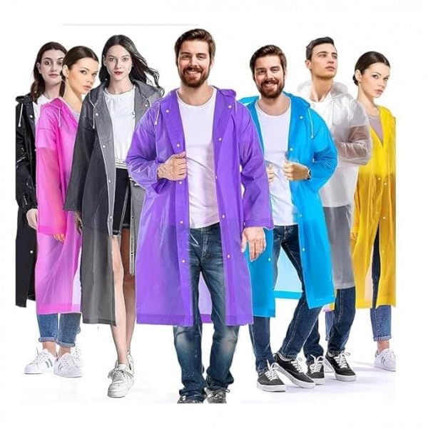 Unisex Rain Coat Hooded Full Sleeves Outdoor Men, Women, Boys & Girls Raincoat for Camping, Hiking & Travelling (Multicolor)-image-3