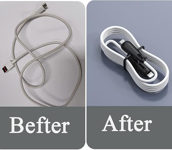 ZOSTLAND Data Cable Protector, Cute Silicone Cord Saver Cable Winder 2 in 1 Anti-Break Protective Cover Compatible with iPhone 11 12 13 14 15 Charging Cable Micro Android USB Type-C D(Black)