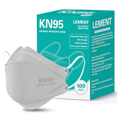 LEMENT KN95 Face Masks,100 Pack Breathable Dust Safety Mask For Adult, Grey