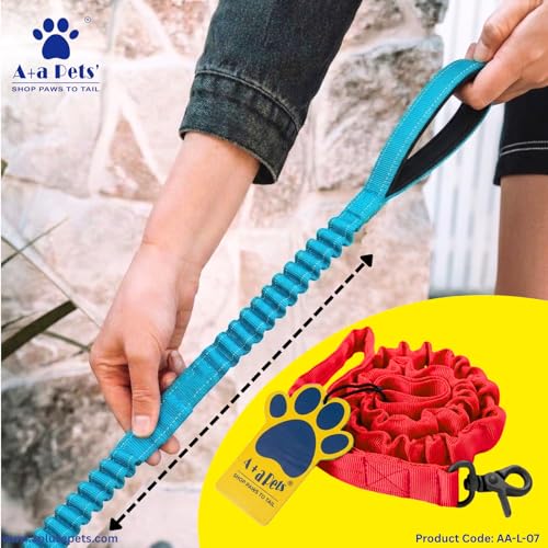 Image of A+a Pets' Short Bungee Leash | Traffic Lead | for Training & Better Control (BBlue)