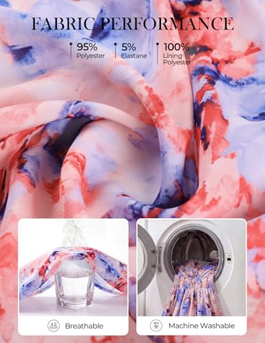 GRACE KARIN Summer Floral Mini Dress 2026 Fall Long Sleeve Wedding Guest Dress A Line Flowy Boho Short Dresses with Pockets Blue Red Floral 2XL — view 5