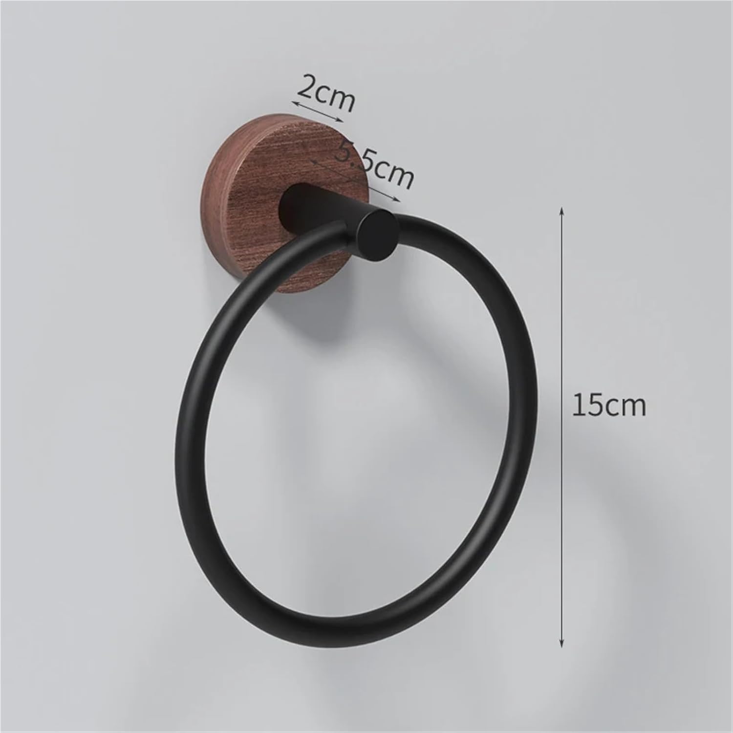 Towel Ring 3pcs Aluminum+Walnut Wood Towel Ring, Hand Towel Holder for Bathroom, Kitchen Wall Mount Heavy Duty Storage for Bath, Kitchen