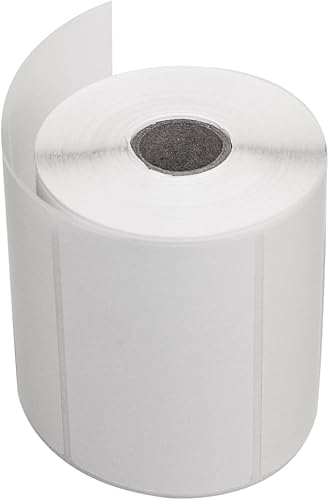 CompuLabel Etiquetas térmicas directas, 4 pulgadas x 2 1/2 pulgadas, blanco, rollo, adhesivo permanente, perforaciones entre etiquetas, 575 por