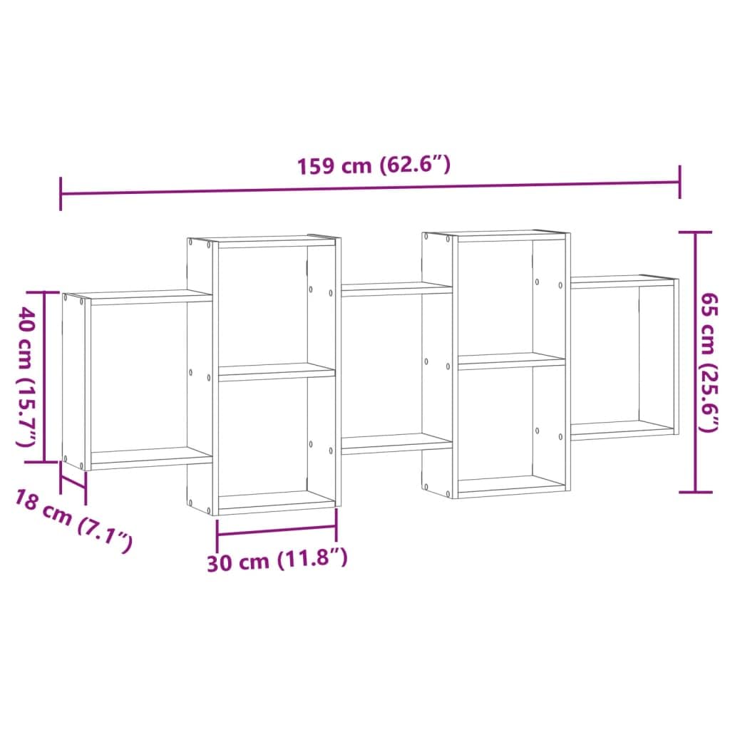 Wandregal Weiß aus Holzwerkstoff 159x18x65 cm, schwebendes Regal mit Stauraum, platzsparendes Wandboard für Wohnzimmer, Schlafzimmer, Küche und Büro