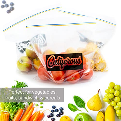 Catiferous 40 Pcs Zip Lock Bags Large Reusable Freezer Bags, 1-Gallon (4.55L) Ziplock Bags Food, Leakproof BPA Free Large Food Bags Zip Seal, Airtight Heavy Duty Plastic Ziplock Bags Food Catiferous 40 Pcs Zip Lock Bags Large Reusable Freezer Bags, 1-Gallon (4.55L) Ziplock Bags Food, Leakproof BPA Free Large Food Bags Zip Seal, Airtight Heavy Duty Plastic Ziplock Bags Food