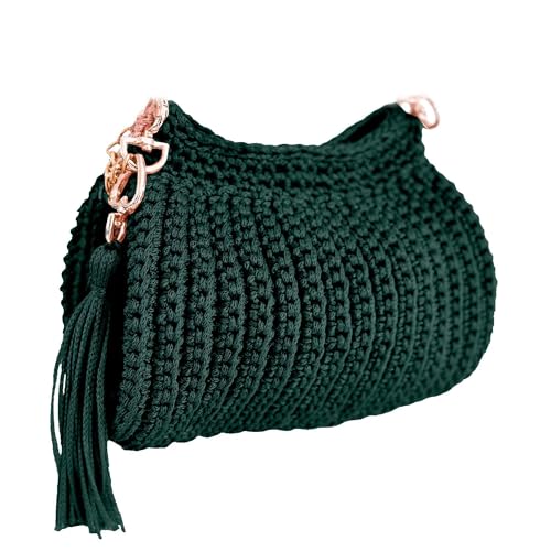 Bolsa Feminina Com Alça de Mão e Ombro Artesanal - Crochê (VERDE)