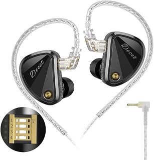 KZ Decetインイヤーモニターヘッドフォン、5つのダイナミックドライバーIEM、4つのチューニングスイッチ付き、全周波数のステレオサウンドで快適なノイズアイソレーションイヤホン(チューニング、ノミック)