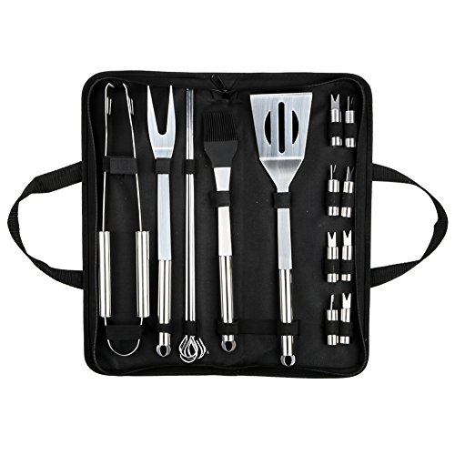 PONCTUEL ESCARGOT Ensembles d'ustensiles pour Barbecue, 16 pièces Ustensiles pour Barbecue Professionnels en Acier inoxidable avec Sac de Transport Portable Noir