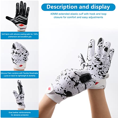 Rspgo Kids Football Gloves Youth Enhanced Grip Silicone Wide Receiver Gloves,Friesian Cattle Upgrades M/L #TOP4