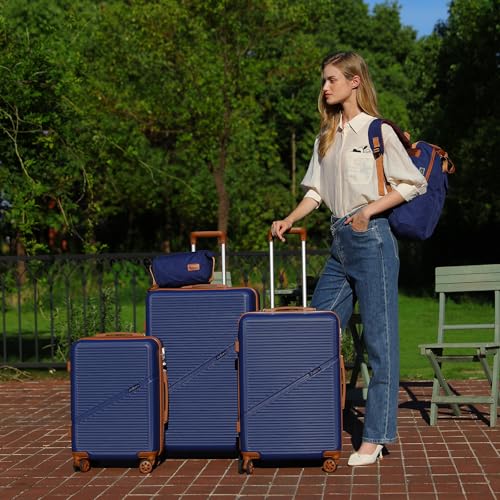 Unisex 5 Piece Luggage Sets with Spinner Wheels, Hardshell ABS Suitcase Set with Tsa Lock, Lightweight Hardside Waterproof Travel Luggage Set with Backpack, Black2