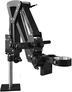 Microscope Boom Stand for MS04A Stereo Microscope, Adjustable Spring Arm Bracket, Compatible with 76mm Holders and LED Ring Lights, Heavy-Duty Table Clamp Base, MH04A-H