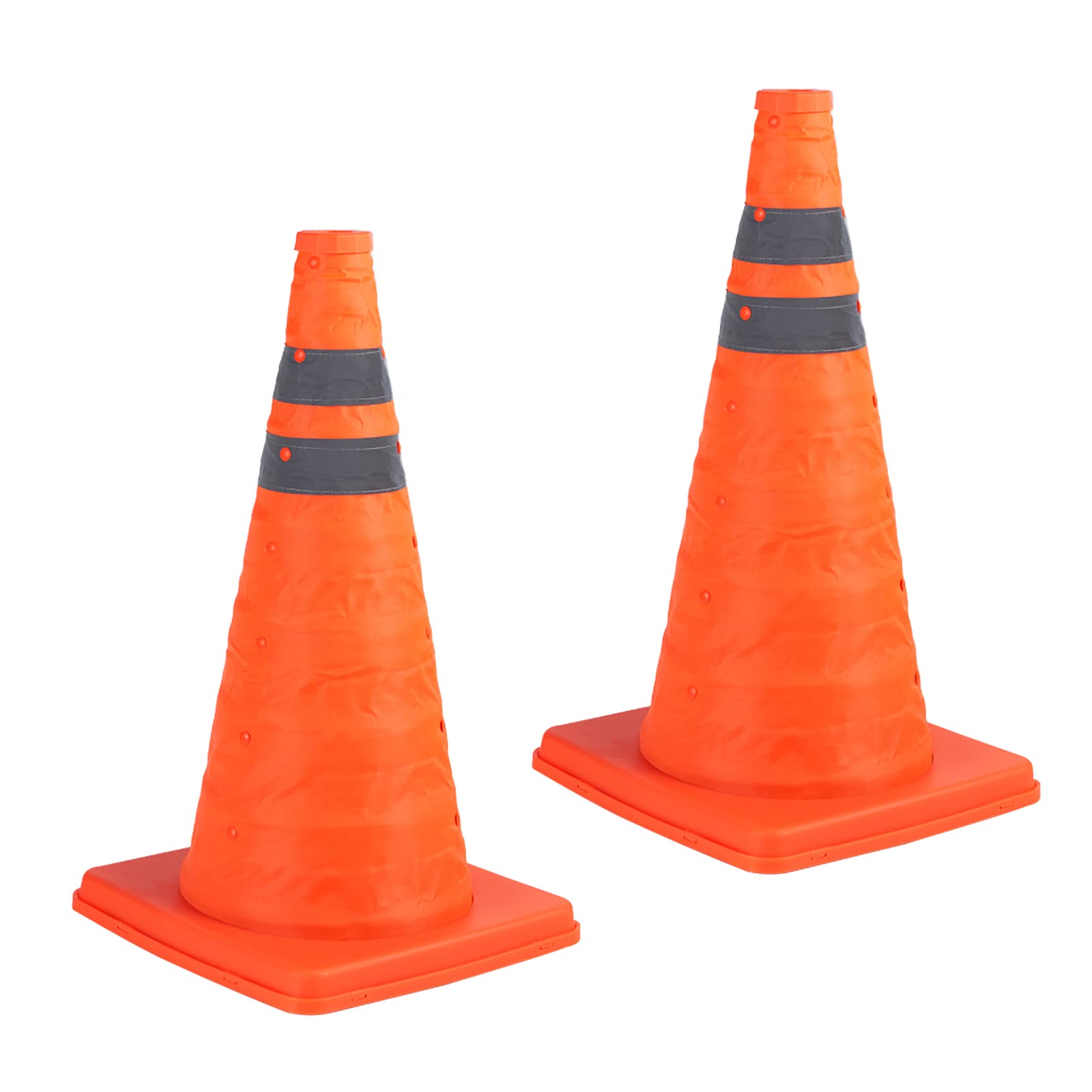 Paquet de 2 cônes de sécurité Orange Pliables de 18 Pouces/cônes de Circulation Orange/cône de sécurité réfléchissant Multi-usages, cônes de Conduite pour l'entraînement, cônes de stationnement