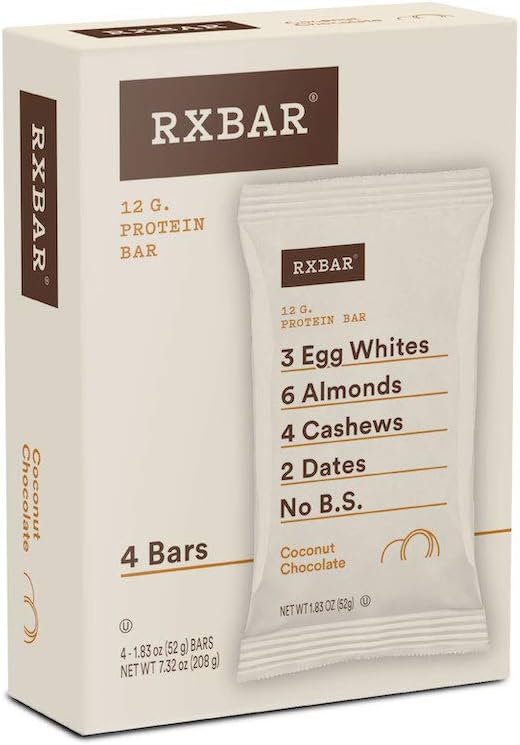RXBAR, Coconut Chocolate, Protein Bar, 1.83 Ounce (Pack of 4), High Protein Snack, Gluten Free