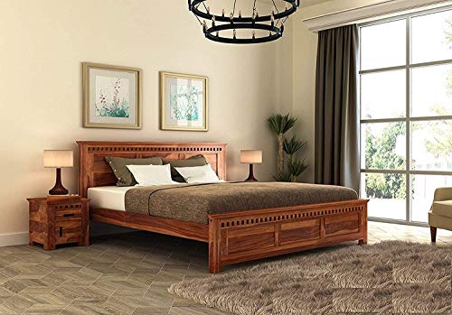 Image of Wooden King Size Bed Without Storage Solid Wood Foldable for Bedroom | Wooden Folding Cot King Size Bed Frame (King Size, Honey Finish, 1 Piece)