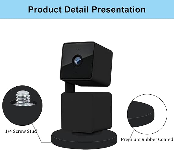 Magnetic Camera Mount Magnetic Mount Base Stand with Rubber Coated Base Holder, 1/4 inch Thread Compatible with WYZE Cam Pan V3/V2/V4 for Metal Surface (Not Included Cam)