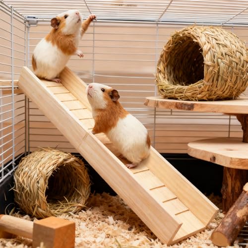 Meerschweinchen Kletterrampe Holz Haustiere Brücke Spielzeug Hamster Leiter Spielzeug Zubehör für Kleintiere Meerschweinchen Hamster Ratten Chinchillas Eichhörnchen - 80 × 17 × 7 cm