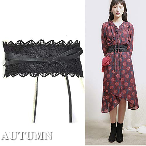 Hello My Life&Apparel Women's Lace Waist Belt Bow Tie Wrap Around Soft Leather Boho Corset Fashion Elegant For Dresses (Brown), Large #TOP3