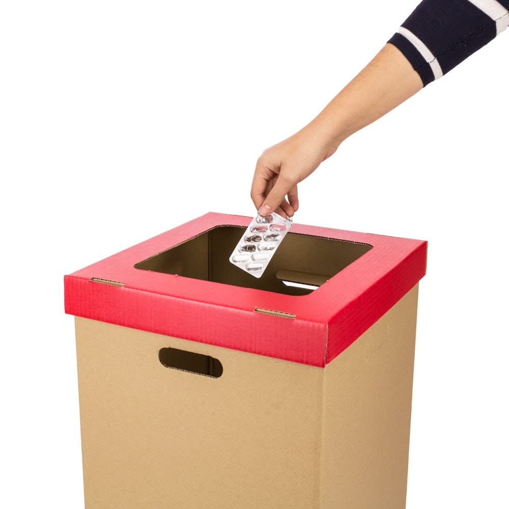Pack 5 unidades - PAPELERA EVENTOS TAPA ROJA ESPECIAL 37 x 37 x 70