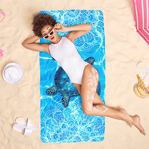 Kzsmoc Microfiber Sand Free Beach Towel Lightweight Quick Dry Thin Super Absorbent Oversized Mandala Boho Sea Turtle Towels For Adults Travel Sports Pool Swimming Bath Camping Yoga 27.5"X55" #TOP5