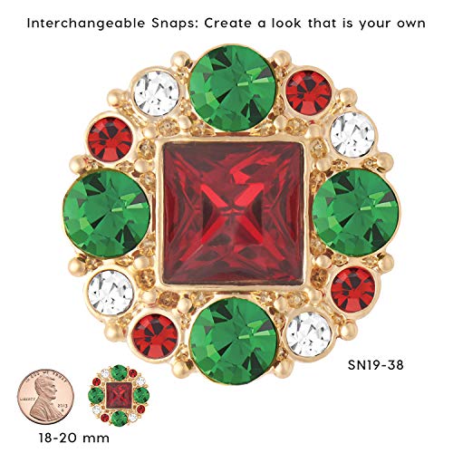 Ginger Snaps Thick Gold Essence Holiday Charm Accessory | Interchangeable, Customizable & Adjustable Snap Jewelry Collection | Button Charms For Necklaces, Bracelets & Rings | Standard Size | Sn19-38 #TOP1