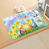 OPLJ Kreative Cartoon Kaninchen Muster Blumentürmatte Flanellmatte Anti-Rutsch-Matte Kaninchen Wohnkultur Türmatte A10 40x60cm