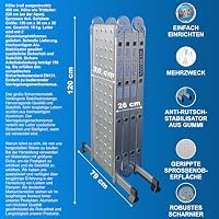 WORHAN MEHRZWECKLEITER ANLEGELEITER STEHLEITER 460cm +Platform AUS Aluminium Leiter KS4.6+Platforms – Ansicht 2