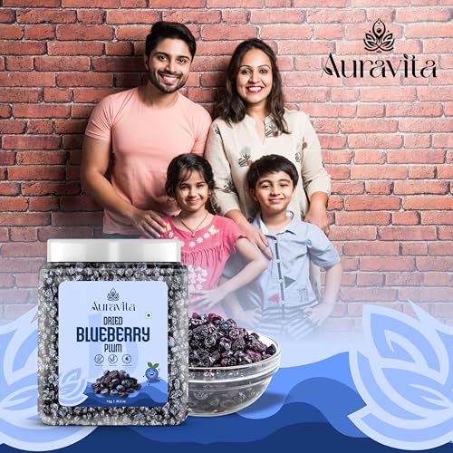 Image of Auravita Premium Dried Blueberry Plum 1kg | Whole & Naturally Sweet | Ideal for Baking, Toppings & Snacking Jar Pack Of 1