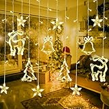 ❄Amplias aplicaciones: las luces navideñas de cortina se pueden colgar en ventanas, jardines, balcones, dormitorios, árboles de Navidad, paredes, puertas, pisos, techos, césped, etc. En Navidad, bodas, fiestas, fiestas, etc., haga que el ambiente sea más brillante y crear una atmósfera única.
