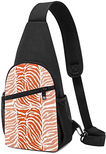 Bolso Bandolera Ascendente Naranja Animal Piel de cebras Unisex Bolso Cruzado Poliéster Pecho Hombro Gimnasio Fanny Mochila de Senderismo al Aire Libre