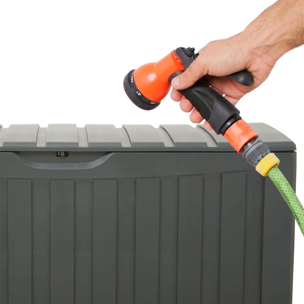 Homgoday Caja de Almacenamiento 340L con Ruedas, Negro, 100% PP, Resistente a la Intemperie