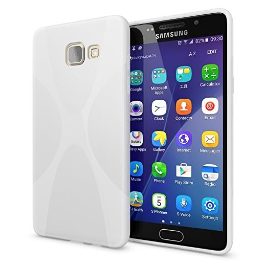 Samsung Galaxy A5 2016 skal mobilskal från NALIA, Ultra-Slim silikon fodral, tunn kristall skyddsfodral, fodral mobiltelefonväska back-Cover Bumper, TPU gummihylsa för Samsung-A5 16 Phone, Samsung Galaxy A5 (2016), X-Line Weiß