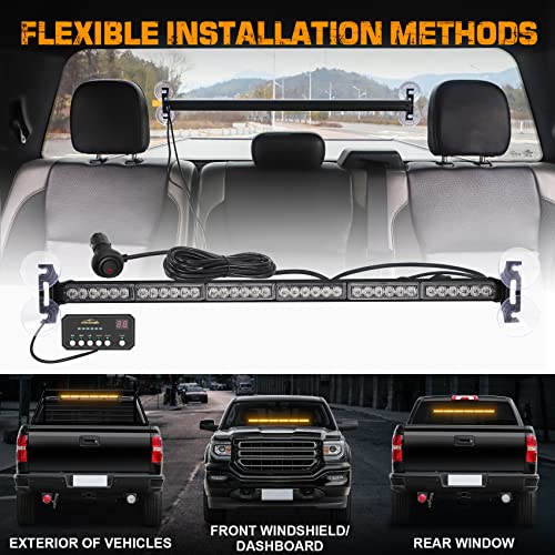 Xridonsen 26 Inch Traffic Advisor Strobe Light Bar 36 Led Amber Emergency Hazard Warning Flashing Safety Lights Front/Rear Window W/Directional For Construction Vehicles Tow/Plow Trucks Suv #TOP4