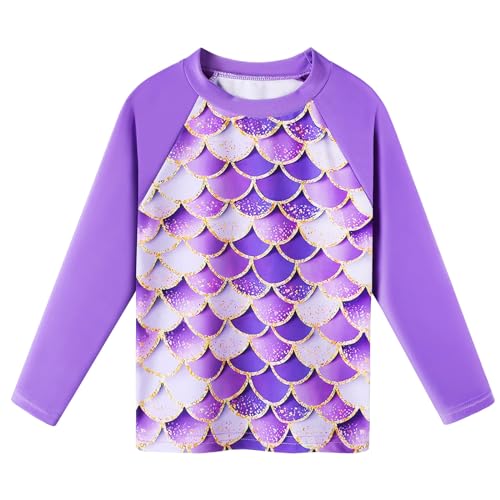 Conjunto de 3 peças Rashguard de manga comprida para meninas com proteção solar UV 50+ roupa de banh
