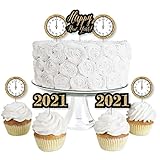Big Dot of Happiness New Year's Eve - Gold - Dessert Cupcake Toppers - New Years Eve 2021 Party Clear Treat Picks - Set of 24