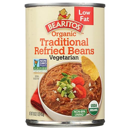 Bearitos Organic Low Fat Traditional Refried Beans, 16 Ounce