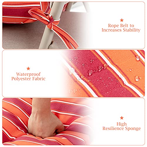 Giantex Tufted Outdoor Patio Chair Cushion 4.5", High Back Chair Cushion With 4 String Ties, Patio Seat Cushion For Swing Bench Wicker Seat Chair (Red And Orange, 2) #TOP3