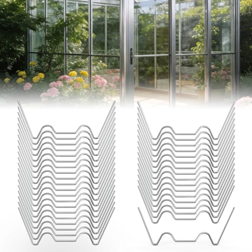 100 Pcs Greenhouse Glass Clips Stainless Steel W Type Spring Clips for Greenhouse Heavy Duty Rustproof Glazing Fixings for Aluminium Frames Essential Garden Greenhouse Accessories for Glass Panes