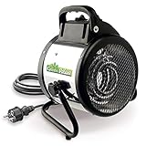 BioGreen Elektro-Gewächshausheizung Palma mit manuellem Thermostat | IPX4 spritzwassergeschützt, energiesparend | 163 m³/h Luftumwälzung | 2000 Watt