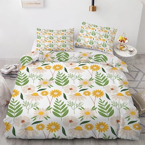 Housse de couette 200x200 feuille avec ses 2 taies d'oreiller en microfibre douce