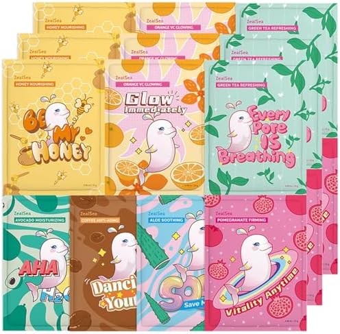 ZealSea Face Masks Skincare, Facial Masks for Women Skin Care, Sheet Masks Beauty with Natural Ingredients, Birthday Party Spa Gift for Kids Teens Girls, Hydrate and Soothe for All Skin Types 21 Pack