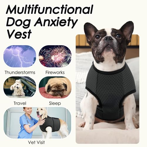 Image of BRKURLEG Dog Anxiety Shirt, Adjustable Calming Vest Jacket for Small Medium Large Dogs,Dog Anti-Anxiety Coat for Thunderstorms, Fireworks, Training & Separation Relief, Darkgrey, L