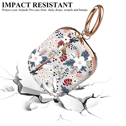 Happypapa Stylish Pattern Case Designed For Apple Airpods Pro, Flowers Berries Airpods Pro Case For Women Girls Kids Men Full Protective Case Cover With Keychain #TOP4